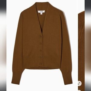 Cos Waisted Knitted Cardigan Brown EUR Size Small